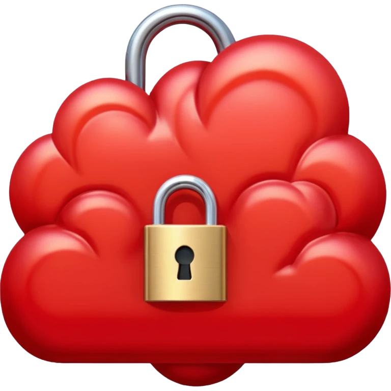a red glowing cloud with a padlock emoji