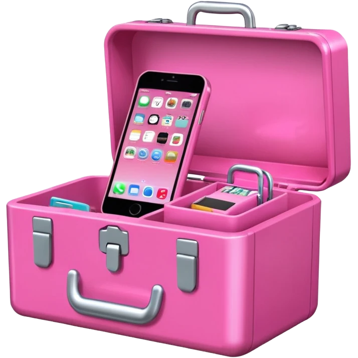 big girly cellphone with a pink mini toolbox emoji
