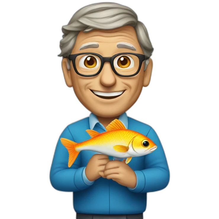 Bill gates with a fish  emoji