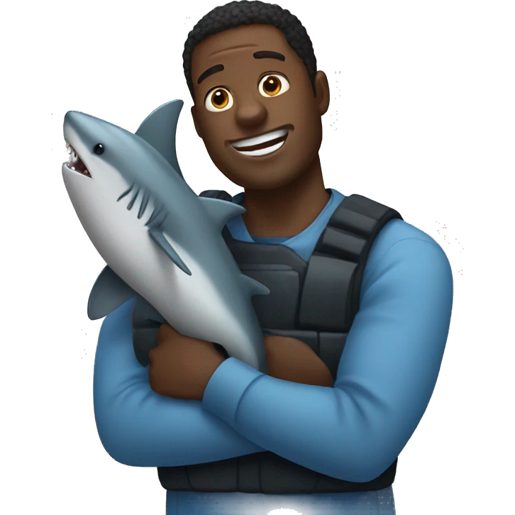 Black guy holding shark emoji