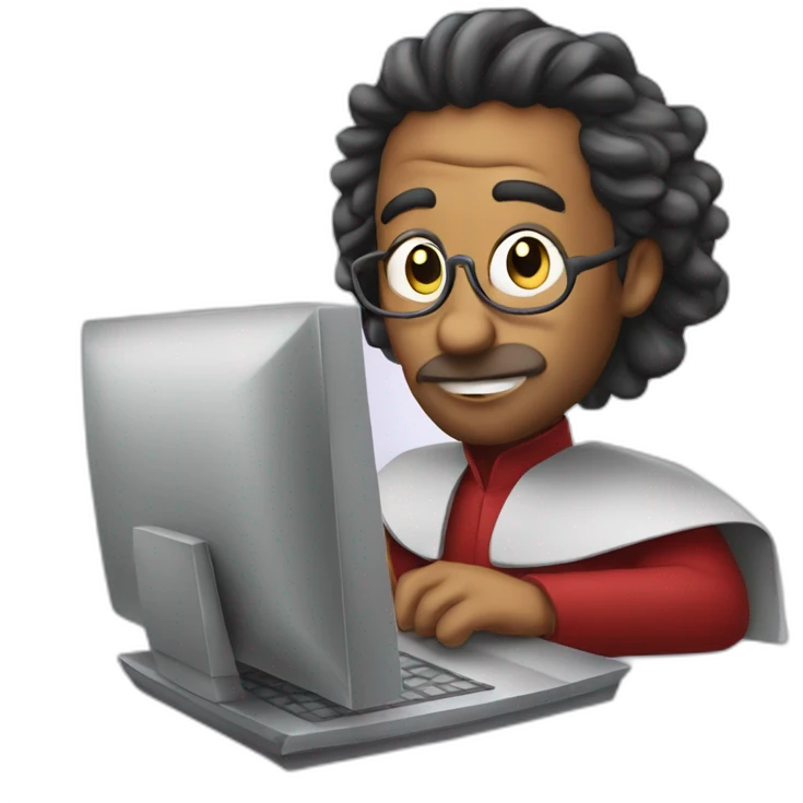 magitian behind a computer emoji