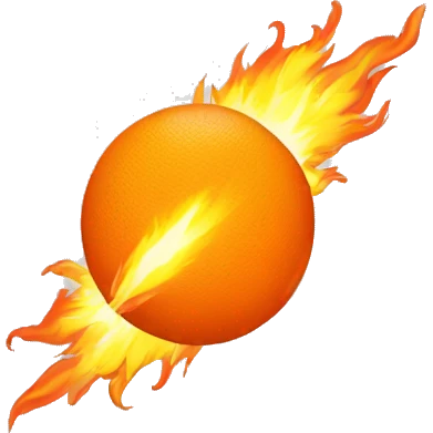 orange ball on fire flying through the air emoji