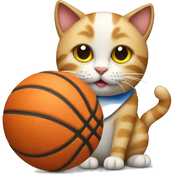 cat holding cheese and a basketball emoji