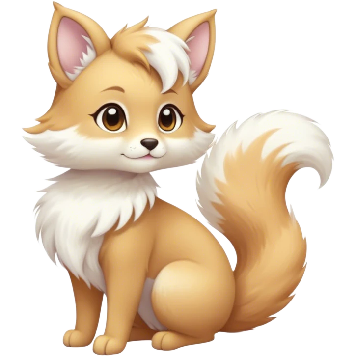 Kawaii bright fantasy ethereal anthro fursona animal with a tufted tail and round ears emoji