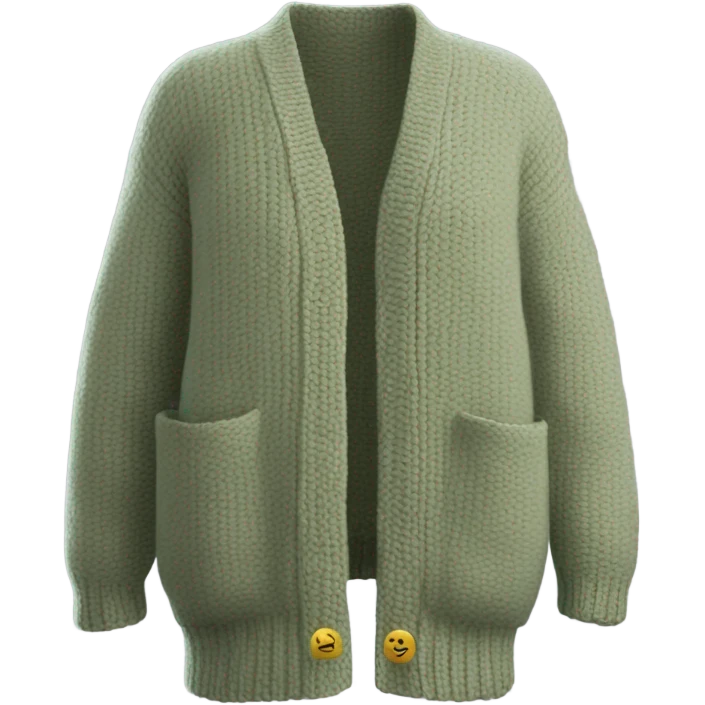 Sage oversize wool open short cardigan, isolated emoji