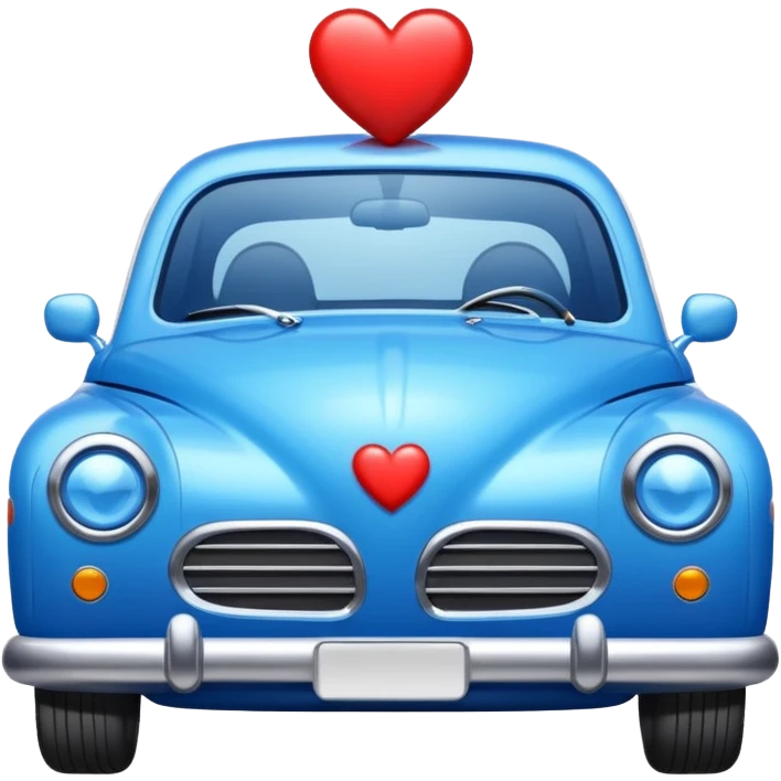 Blue car with heart emoji