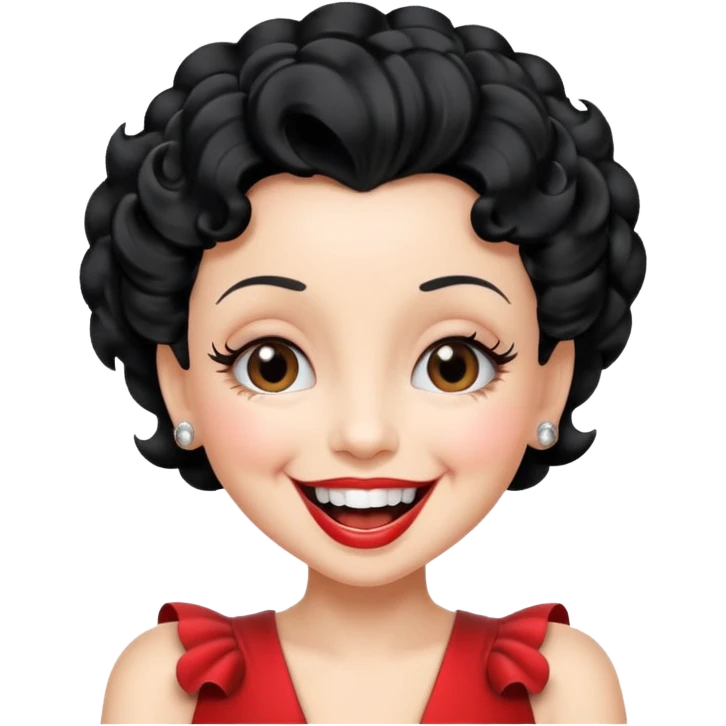 Betty Boop with her iconic look and hair laughing emoji
