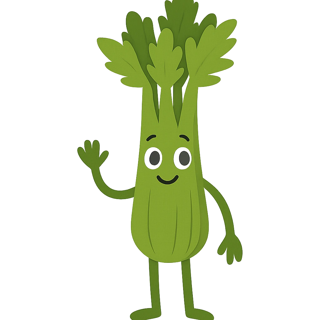 flat toon style anthropomorphic celery emoji