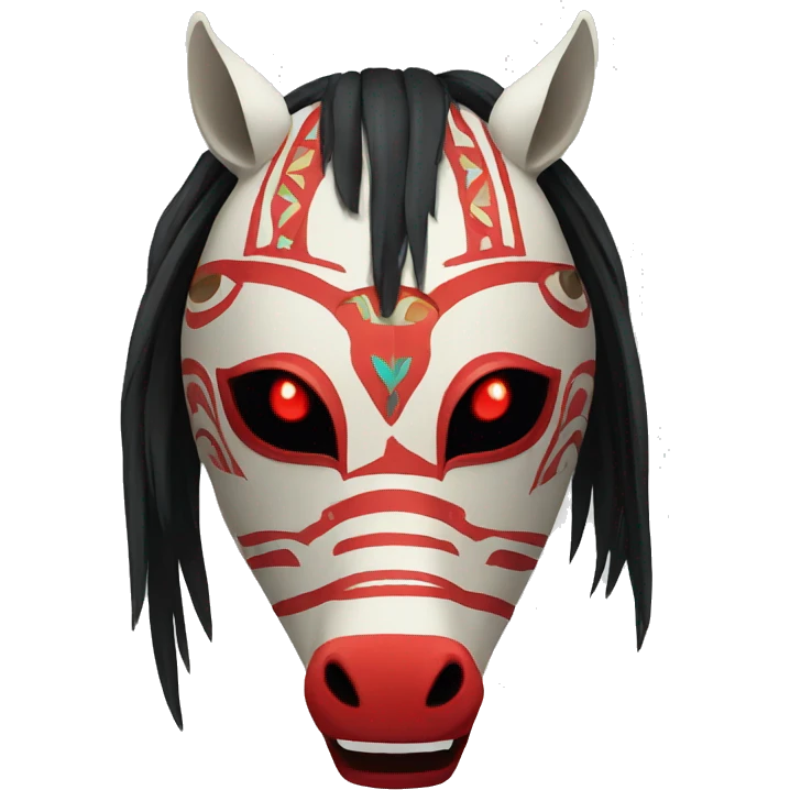 Horse mask with red eyes and tribal style emoji