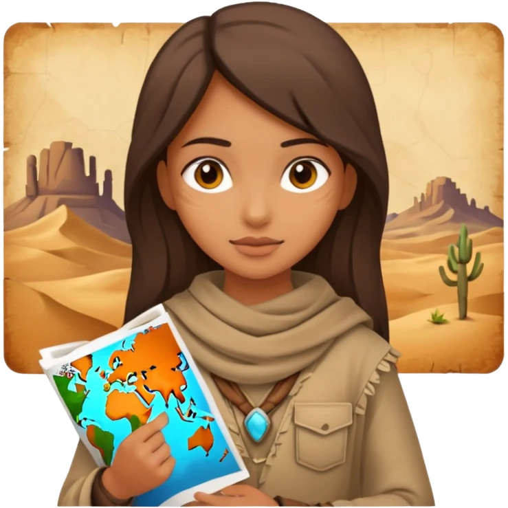 Girl + hood + map,Desert Nomads. emoji