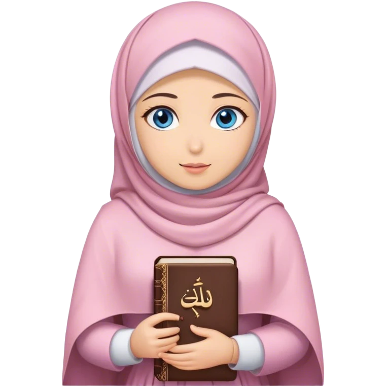 Turkish beautiful finish Konya girl blue eyes with hijab and Sakura dress have Quran  emoji
