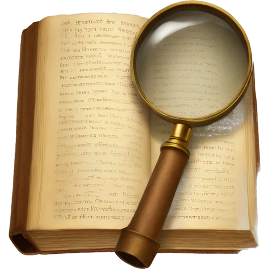 vintage book with magnifying glass emoji