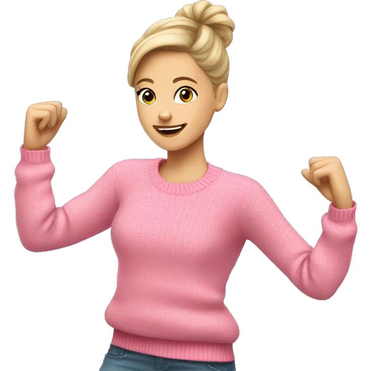 White Girl in pink sweater dancing emoji