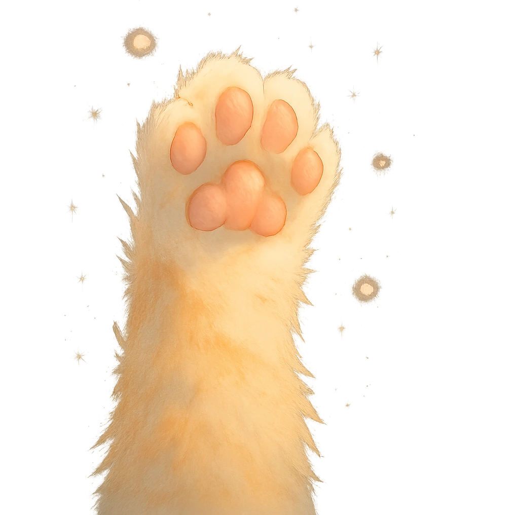 fluffy cat paw, ghibli style, magical atmosphere, soft gradients emoji