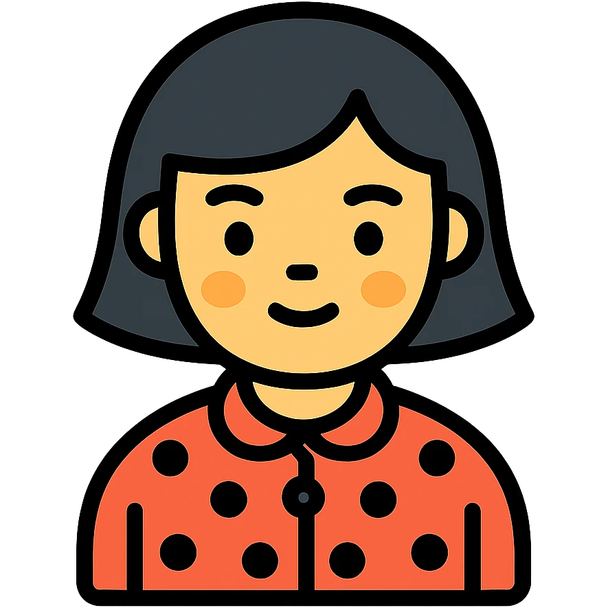 girl with black bob-cut hair, dotted coat, Chinese appearance emoji