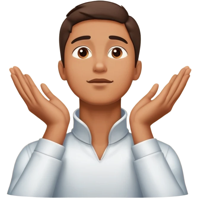 Two hands on neck guy looking up at sky emoji