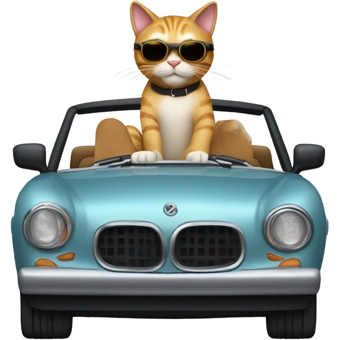 cat driving a convertible car emoji