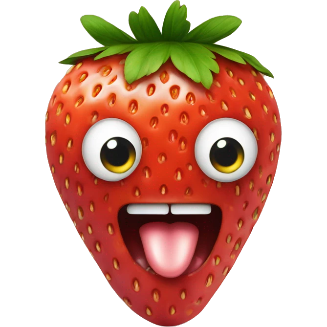 Strawberry with “x” eyes and tongue sticking out emoji