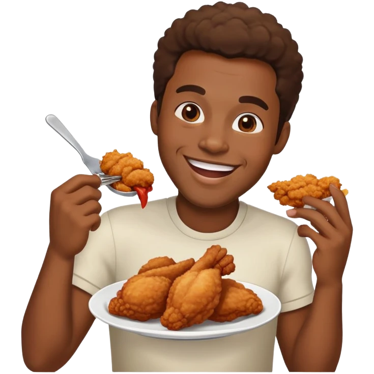 Black man eating chicken  emoji