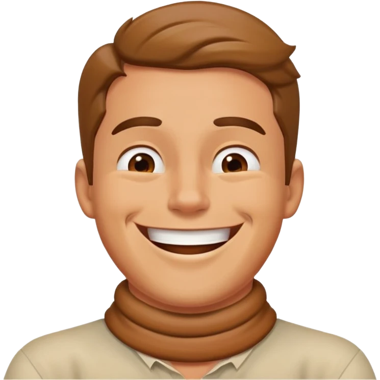 guy with hands crossed around his neck laughing  emoji