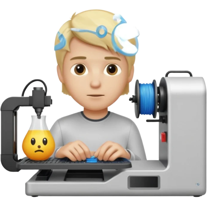 Boy with blonde hair using 3D Printer emoji