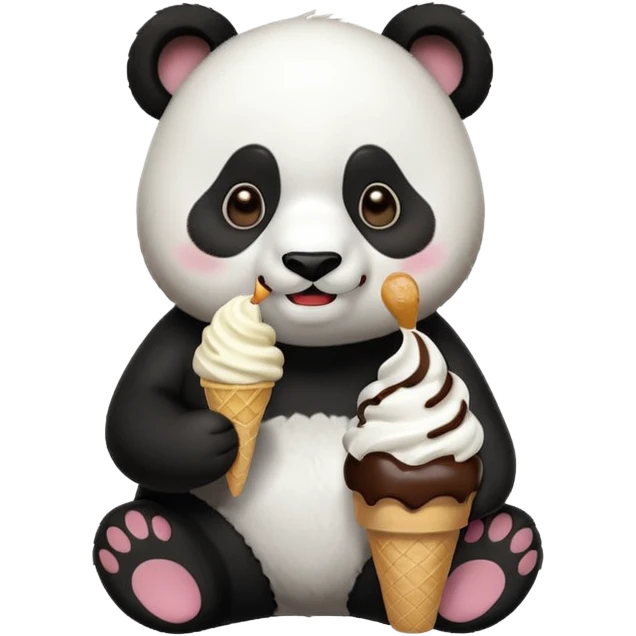 Panda eating ice cream emoji