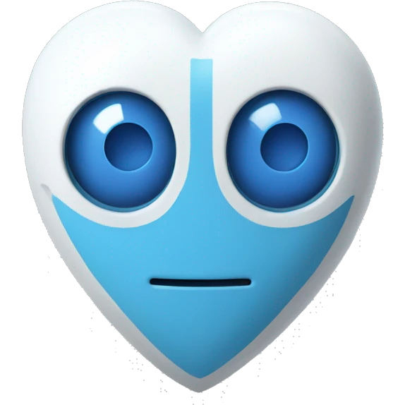 Blue and white robot heart emoji
