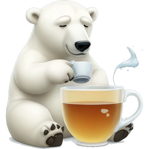 Polar bear drinking tea emoji