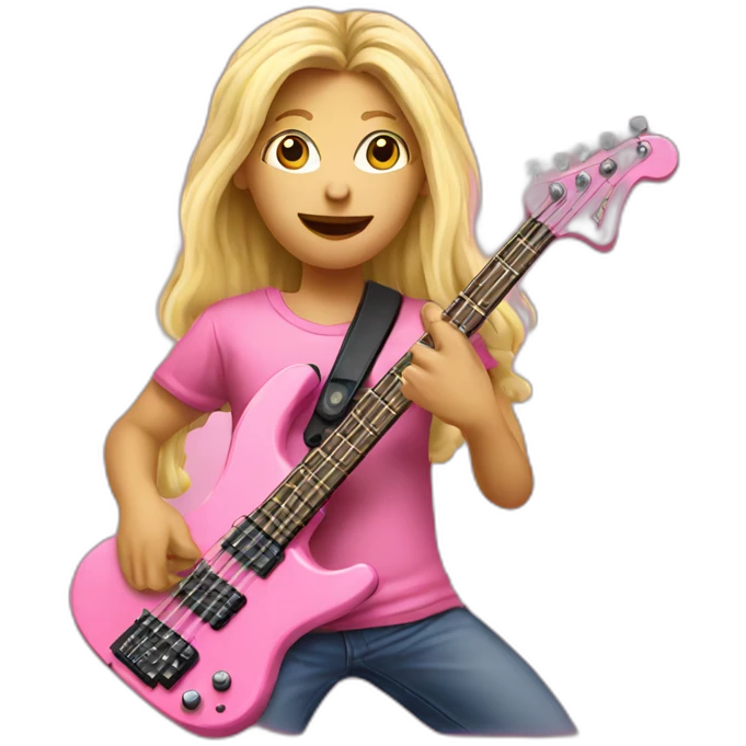 long-blond-bassguitar-player-pink-Tshirt-pink emoji
