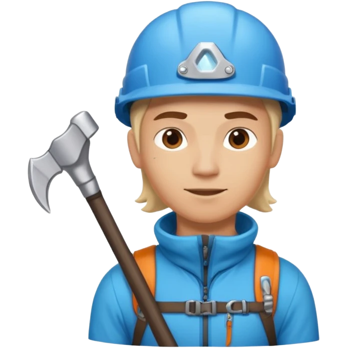 lead climber with ice axe in Mountain Climbing Team emoji