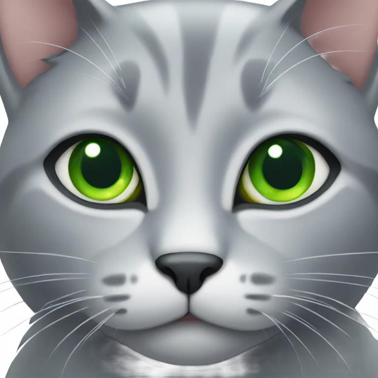 Grey cat with green eyes  emoji