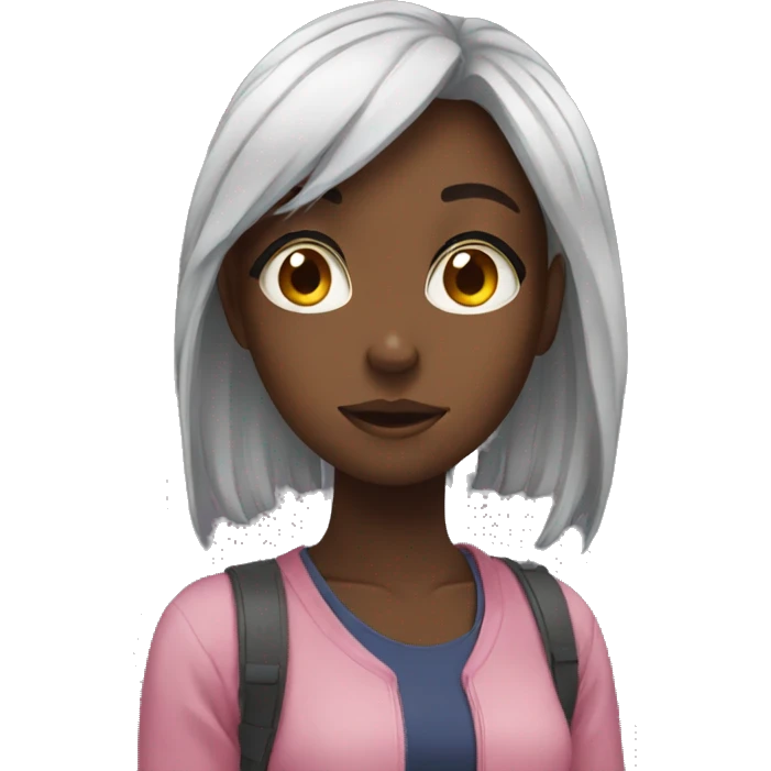 black girl watching anime emoji