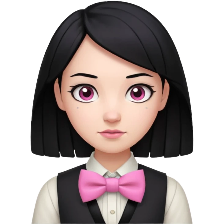 In A Clash Of Clans Aesthetic black hair woman with pink bowtie emoji