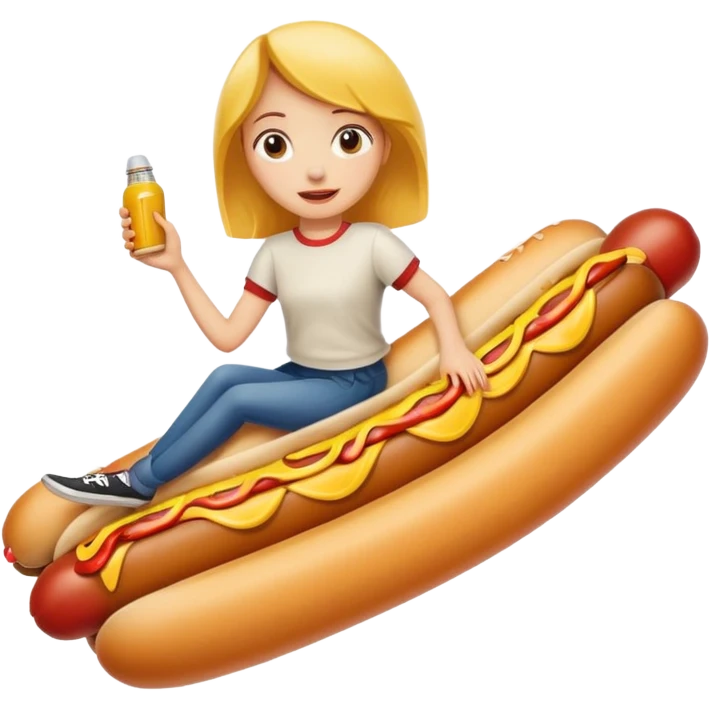 Girl riding a hotdog emoji