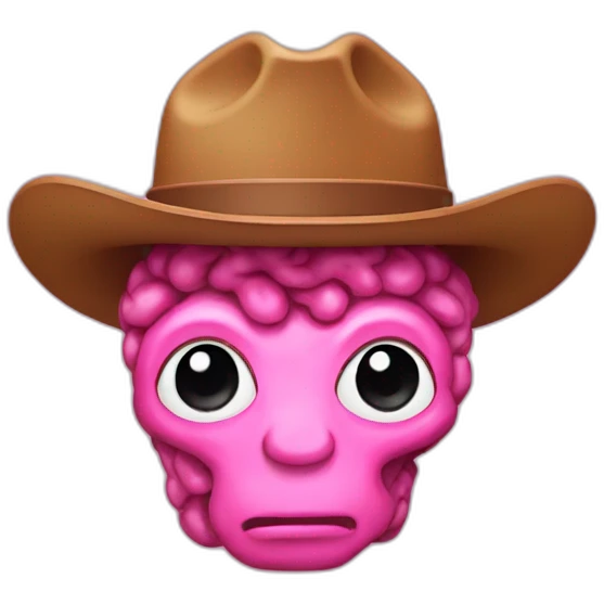 pink brain with brown cowboy hat  emoji
