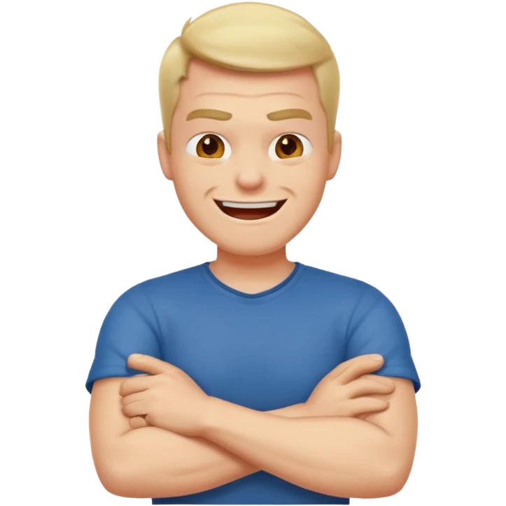 arms crossed around neck angry laughing guy emoji