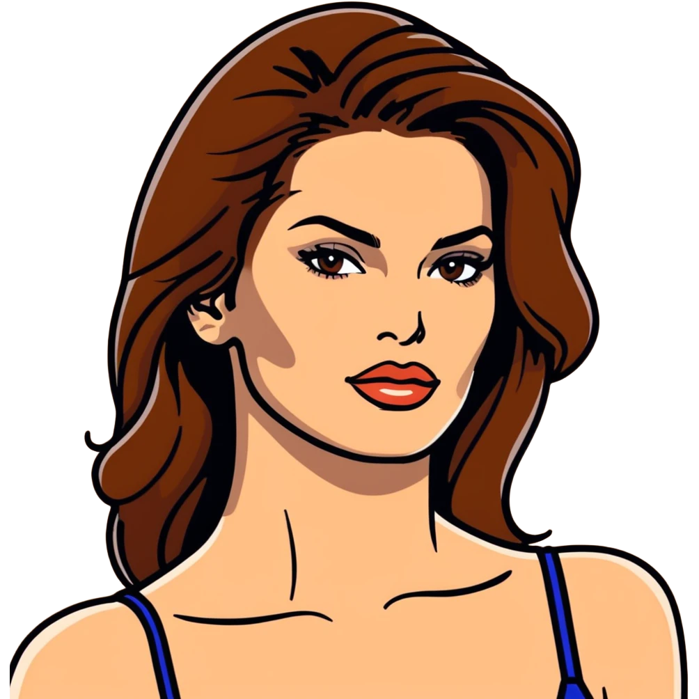 Cindy Crawford famous supermodel with beauty mark above her lip, brown hair emoji
