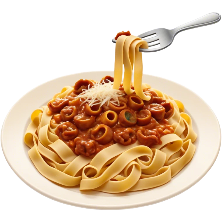 Cinematic Realistic Tagliatelle al Rag√π Dish Emoji, showcasing hand‚Äêcut pasta enveloped in a rich, slow‚Äêcooked meat sauce rendered with detailed textures and hearty, inviting lighting. emoji