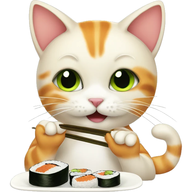 Cute Cat eating sushi  emoji