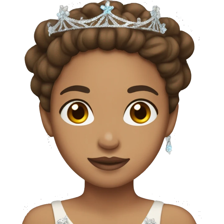 lightskin in quince dress with brown hair and tiara  emoji