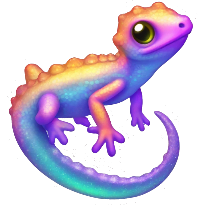 Baby Kawaii neon glitter sea lizard emoji    emoji