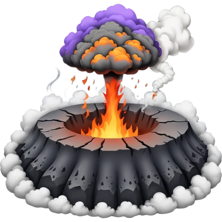 A smoking crater releasing dark ash clouds. emoji