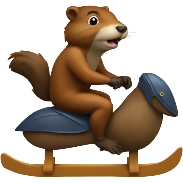 Beaver riding a roster emoji