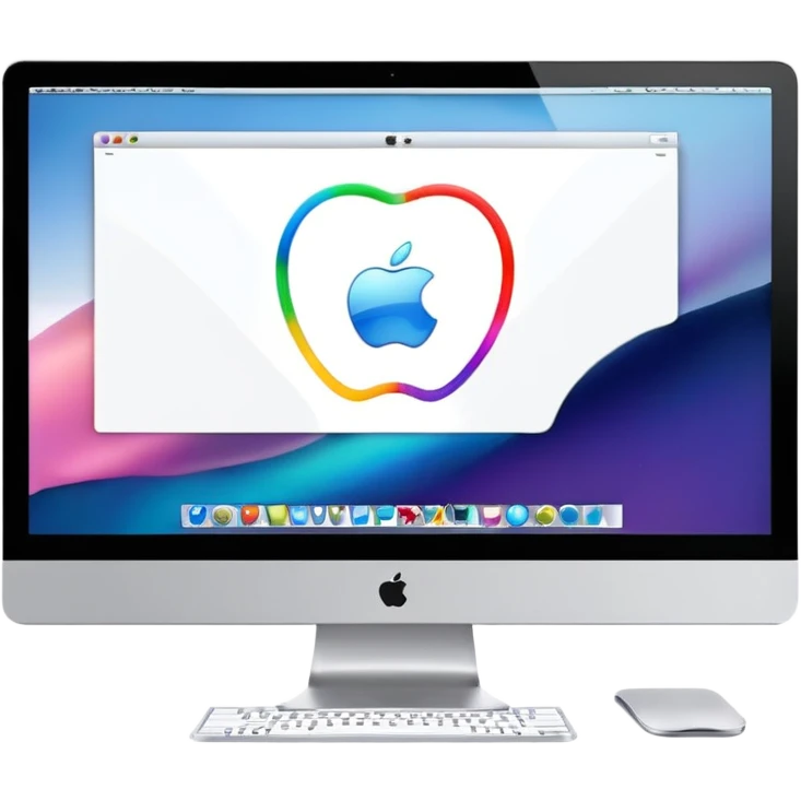 an Apple iMac that is showing a website emoji