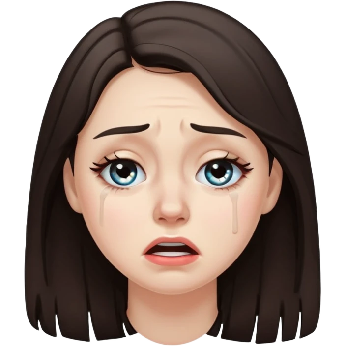 crying brunette woman emoji