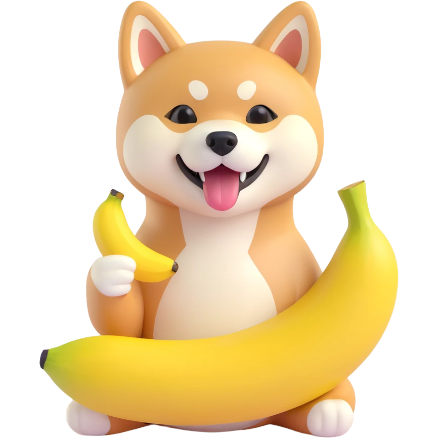 shiba inu eating banana emoji