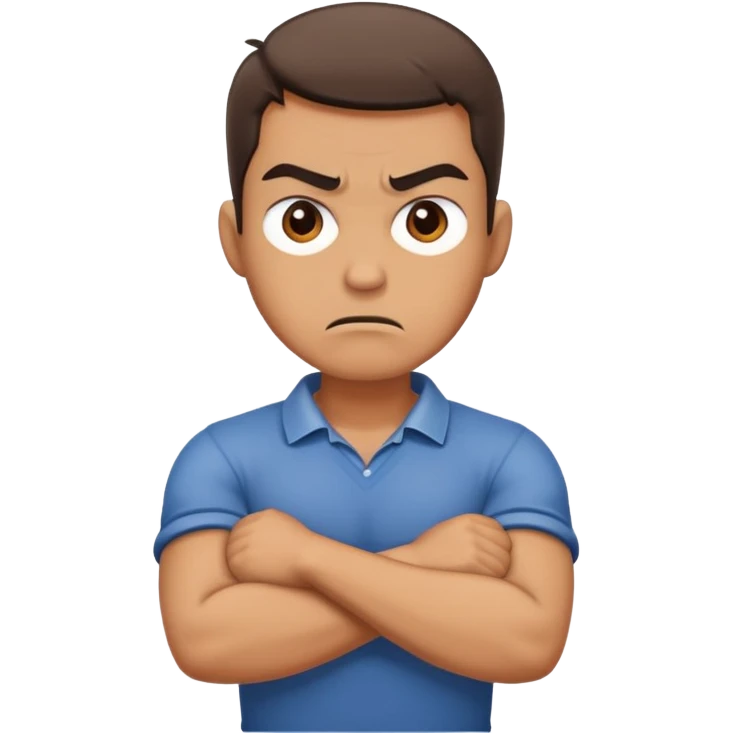 Angry guy crossed arms gripping around neck emoji