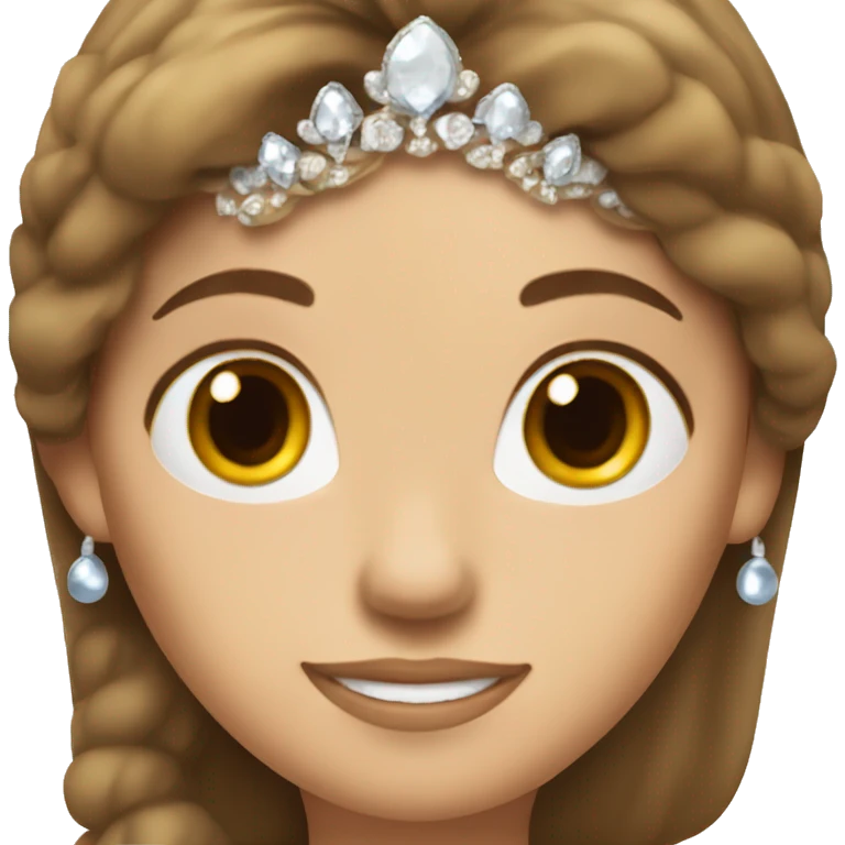 A women white skin brown hair princess on her head a tiara emoji