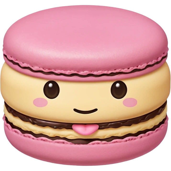 Macaroon with cute face emoji