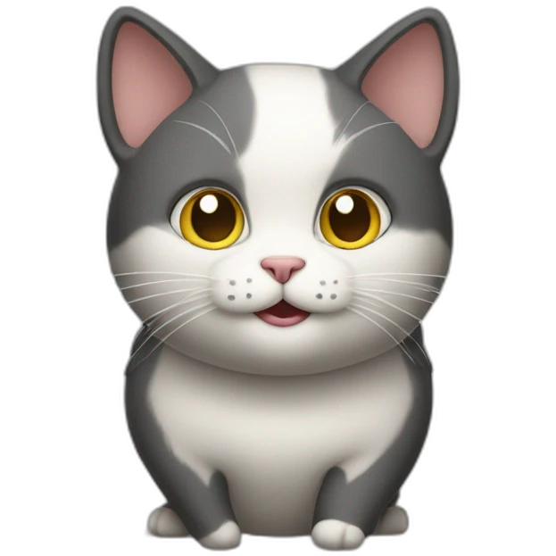 A cat standing with its hands on its hips and its big belly forward. emoji